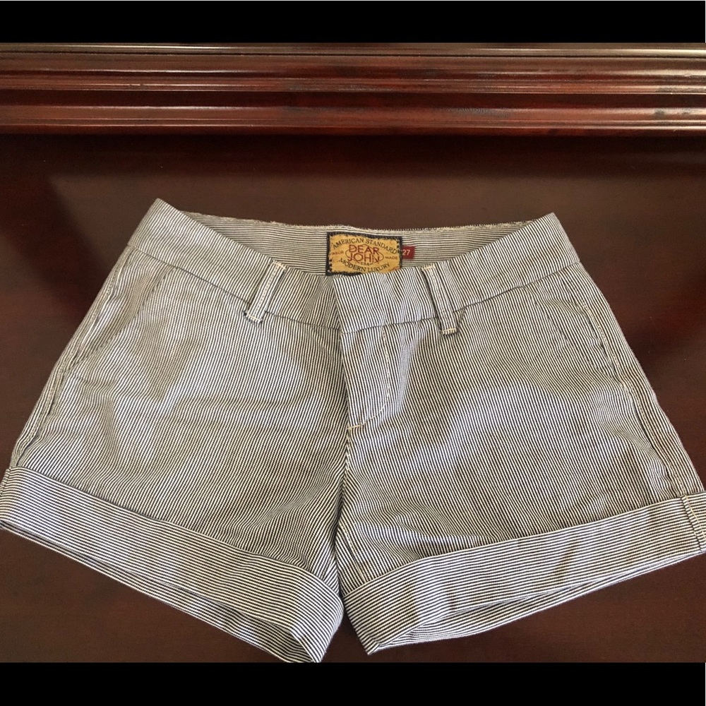 Dear John pinstripe shorts navy and white